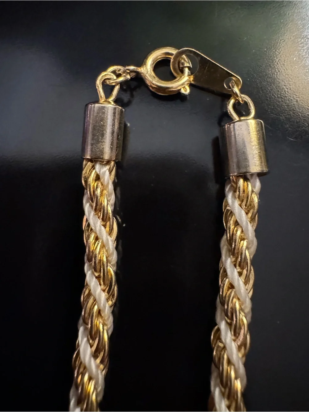 Vintage Bundle - Gold Tone Braided Rope Necklace and Filigree Drop Earrings